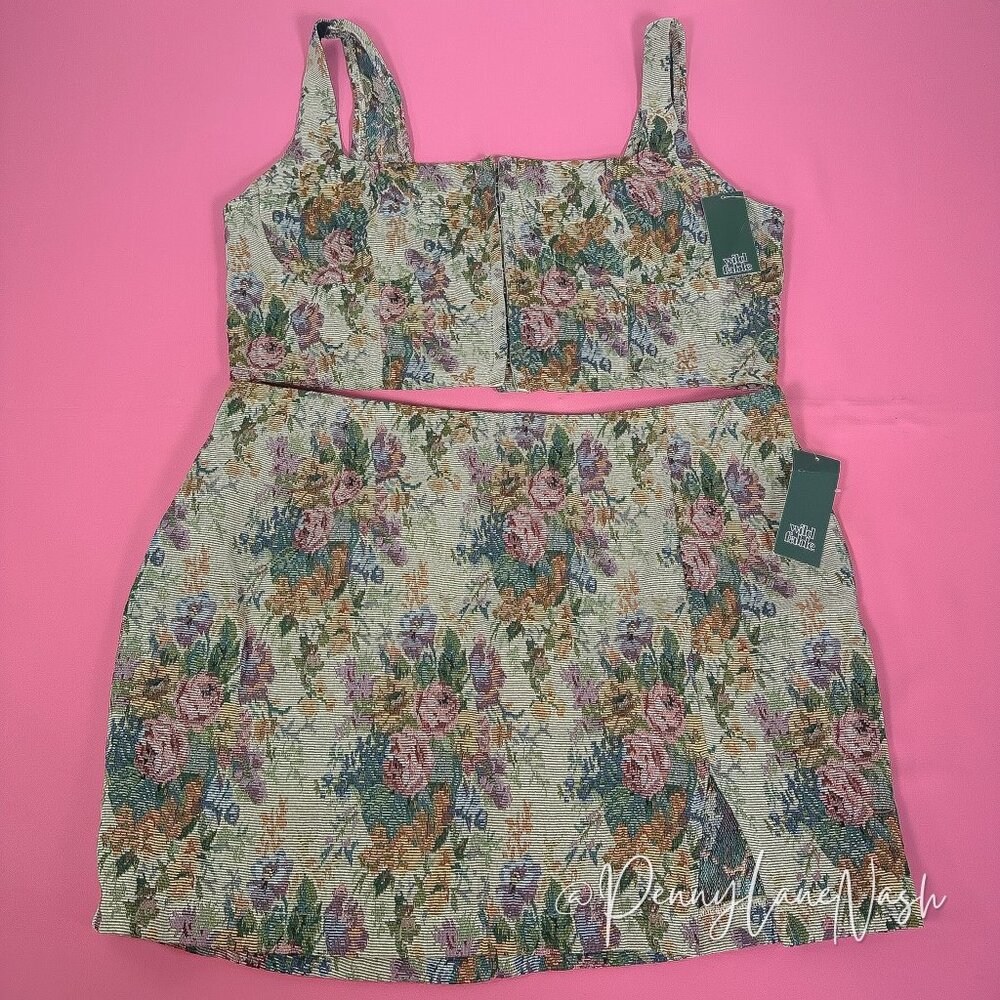 Wild Fable Floral Jacquard Corset Crop Top & Skirt Matching Set XXL - Picture 3 of 16
